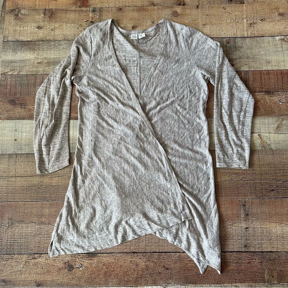 Artisan NY Women's Linen Cardigan Wrap Sweater Long Sleeve Size S Light Brown -S